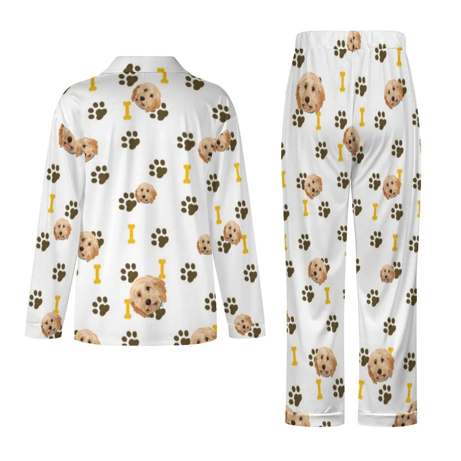 Custom women’s pajama set with pet portrait, personalized gift for pet lovers.