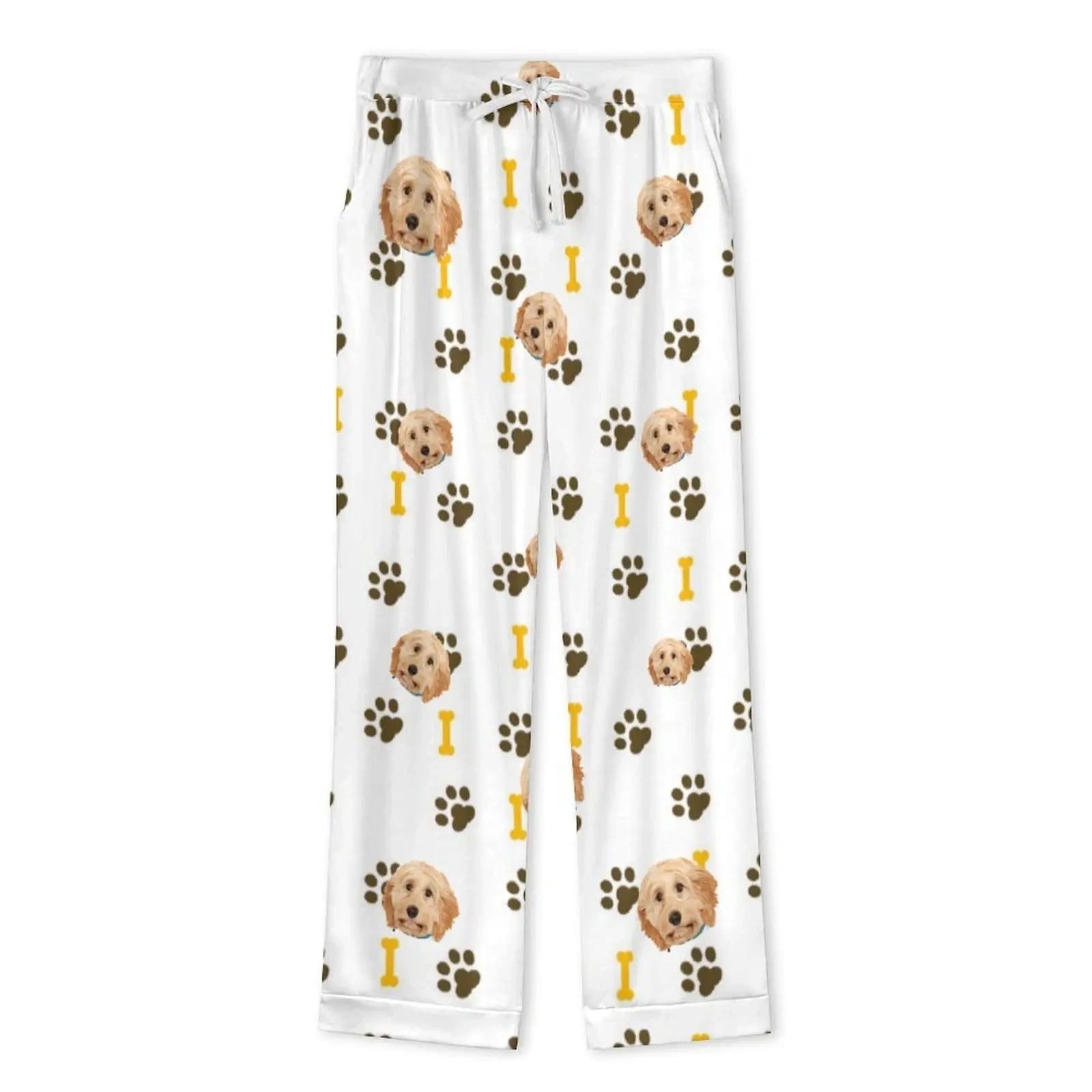 Custom women’s pajama set with pet portrait, personalized gift for pet lovers.