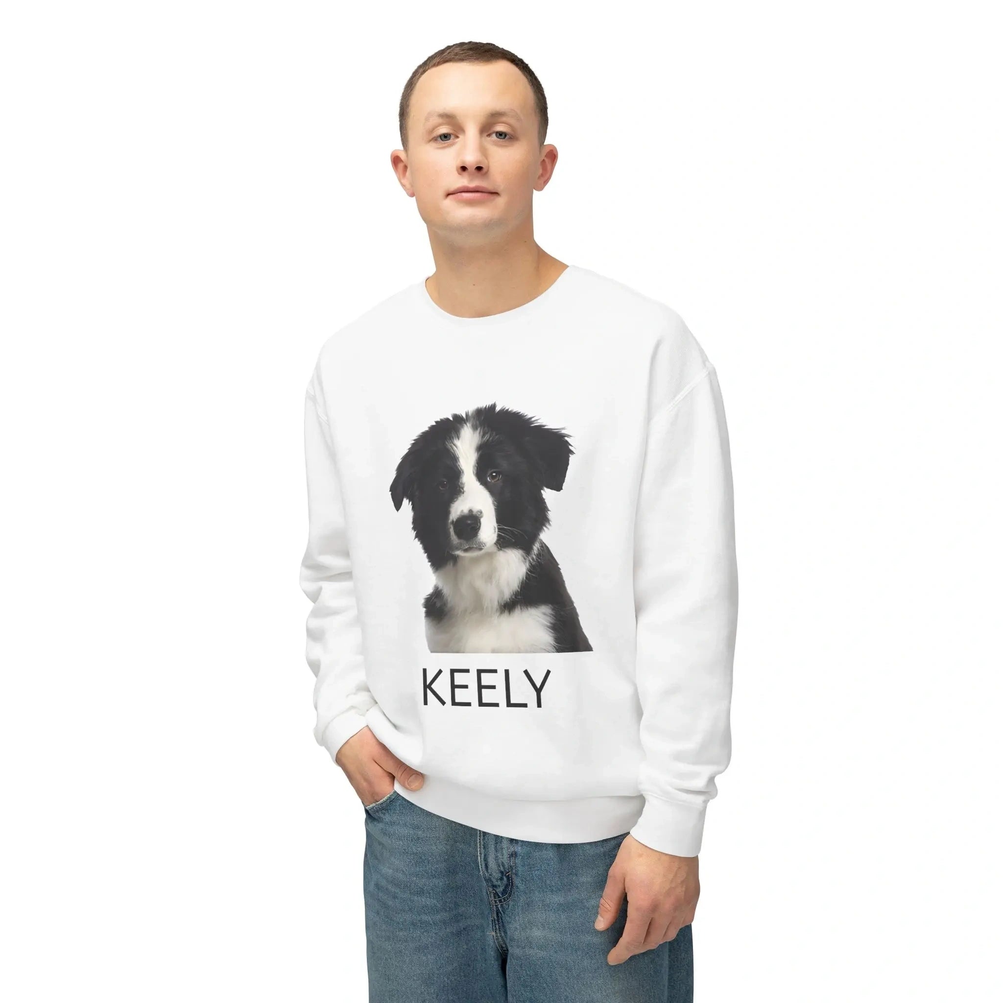 Custom crewneck sweatshirt with pet portrait, personalized gift for pet