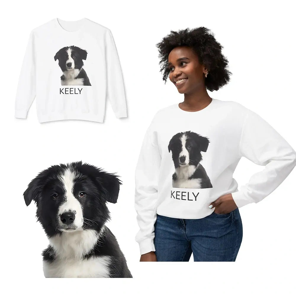 Custom crewneck sweatshirt with pet portrait, personalized gift for pet