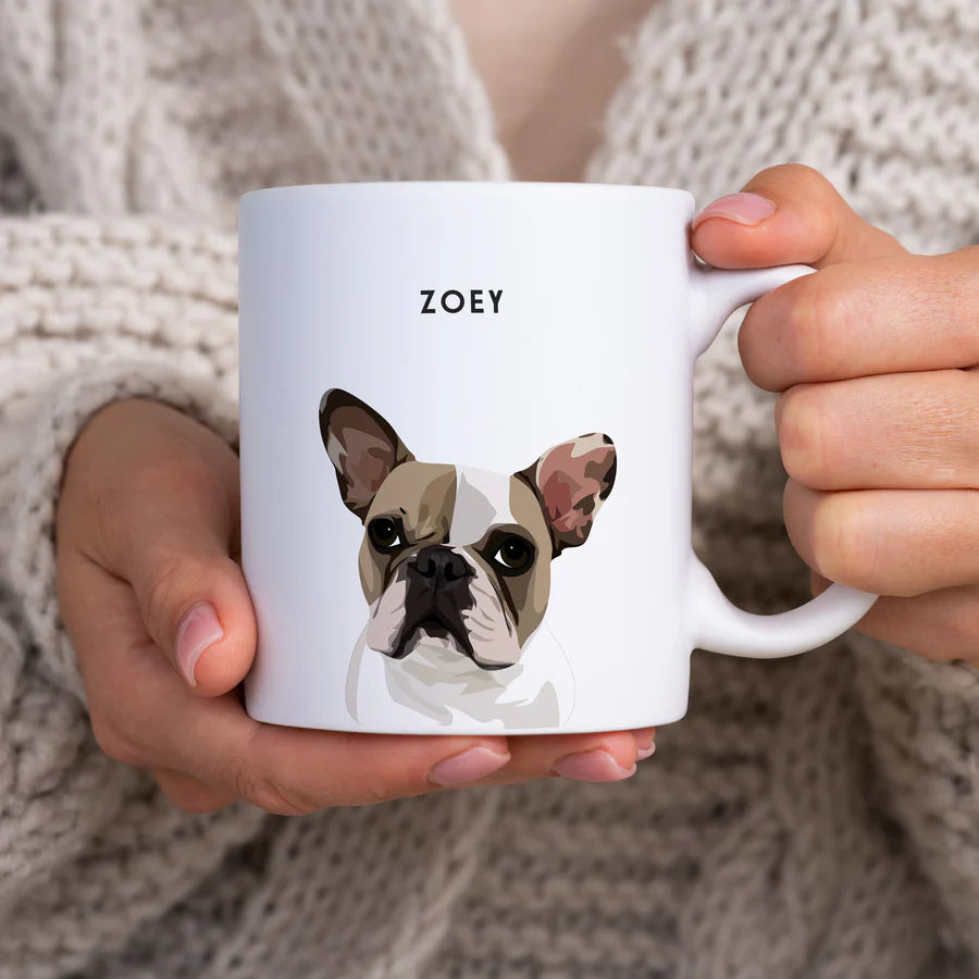 High-quality ceramic pet mugs with customized pet photo artwork